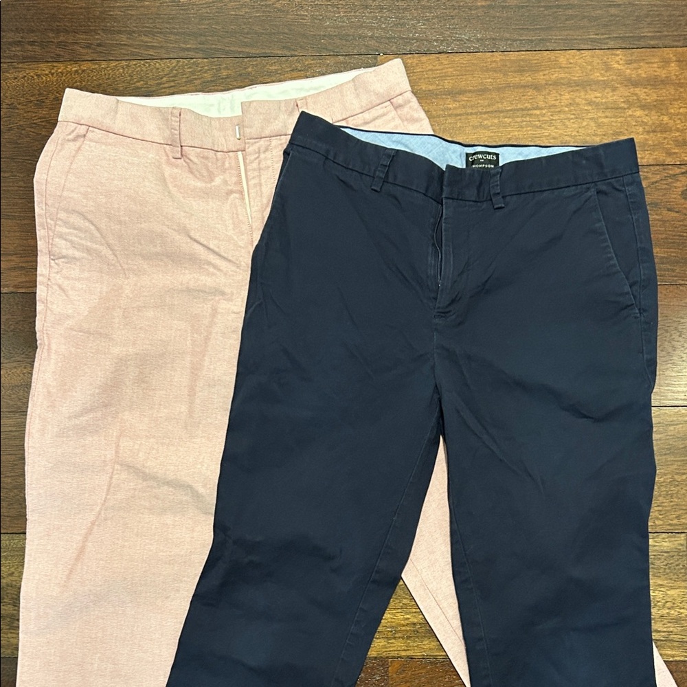 Crewcuts Boys Ludlow and Thompson Chinos in Navy and Light Pink